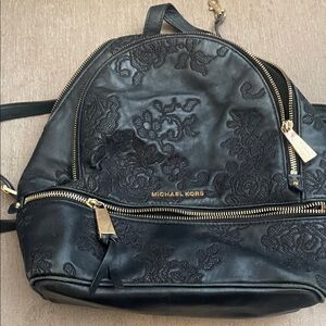 Michael Kors Black Floral Backpack